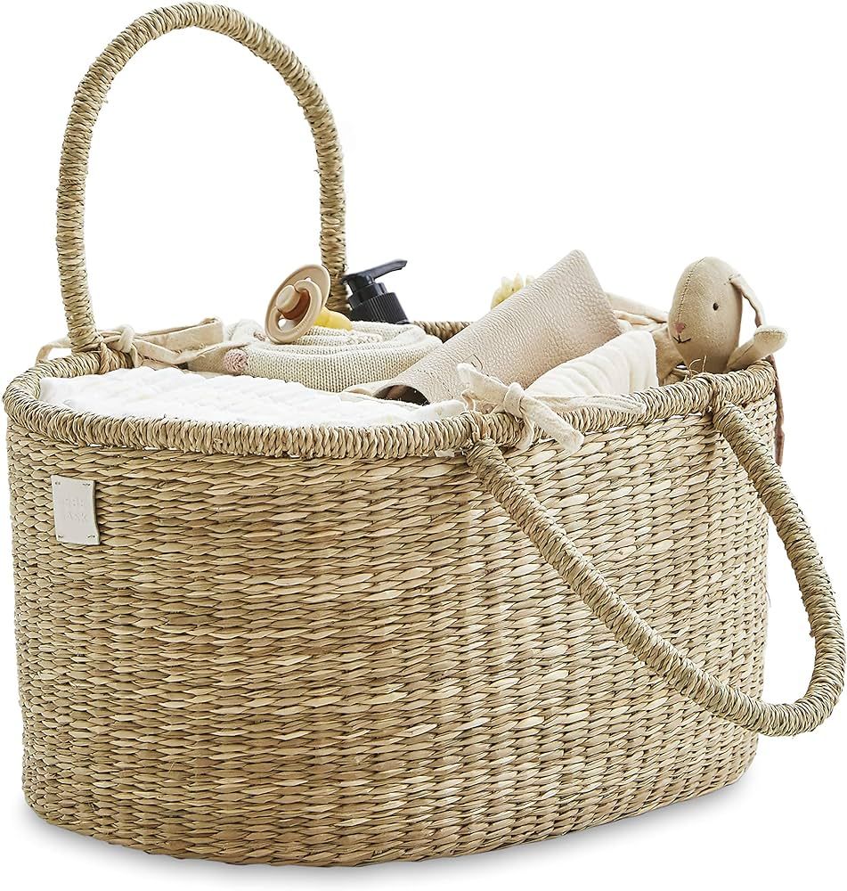 Baby Diaper Caddy Organizer - Handmade Organic Seagrass - Luxury Diaper Caddy Basket - Cute Diape... | Amazon (US)
