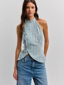 Nöista Add A Vintage Twist To Your Fall Women Clothes With This Green Plaid Top, Featuring A Uni... | SHEIN