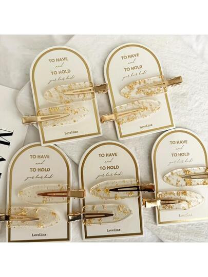 2pcs Gorgeous Golden Glitter Bridesmaid Hair Clips - Perfect Proposal Gift & Crease-Free Favor | SHEIN