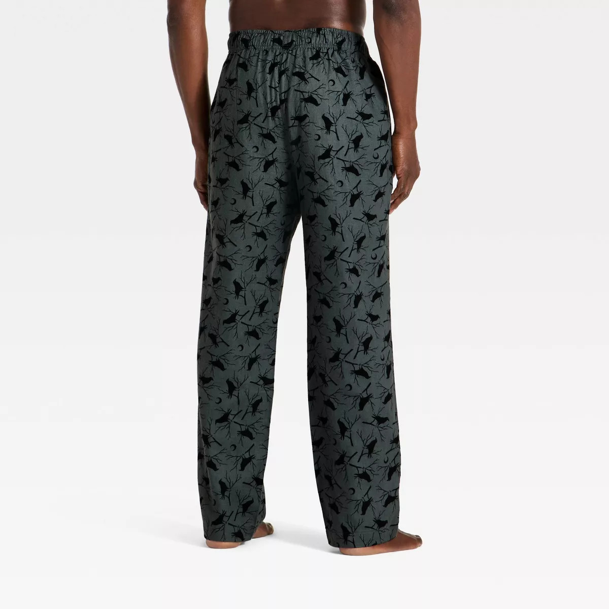 Men's Halloween Raven Flannel Pajama Pants - Goodfellow & Co\u2122 Black L | Target