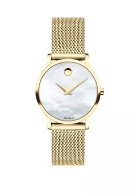 Movado Women's Swiss Museum Gold Tone Pvd Stainless Steel Mesh Bracelet Watch - | Belk