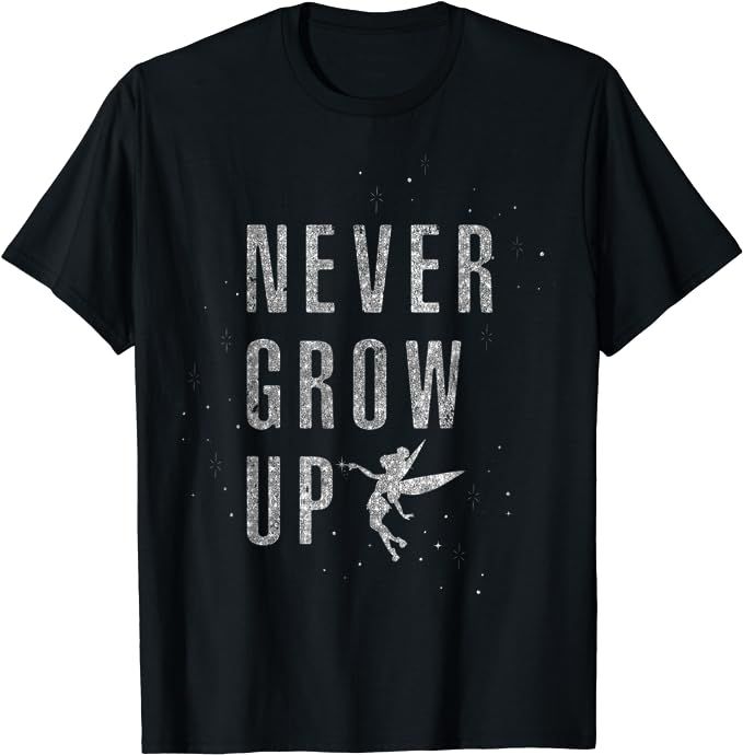 Disney Peter Pan Tinker Bell Never Grow Up Sparkle T-Shirt | Amazon (US)