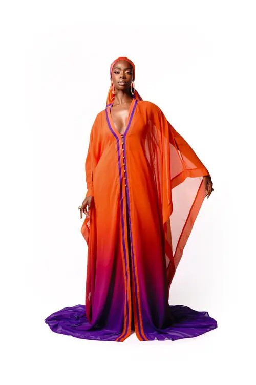 OFUURE Luna Chiffon Kaftan in Orange at Nordstrom, Size X-Large/xx-Large | Nordstrom