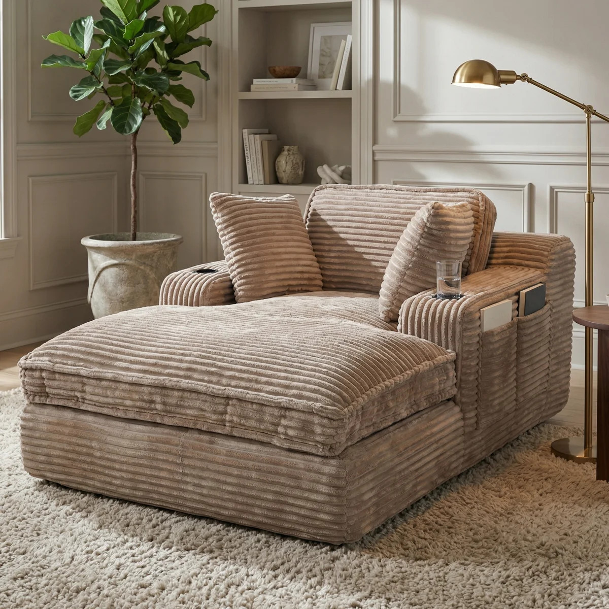 67" Oversized Chaise Lounge Chair Indoor, Cloud Couch Boneless Soft Sofa with 3 Pillows, 4 Side P... | Wayfair North America