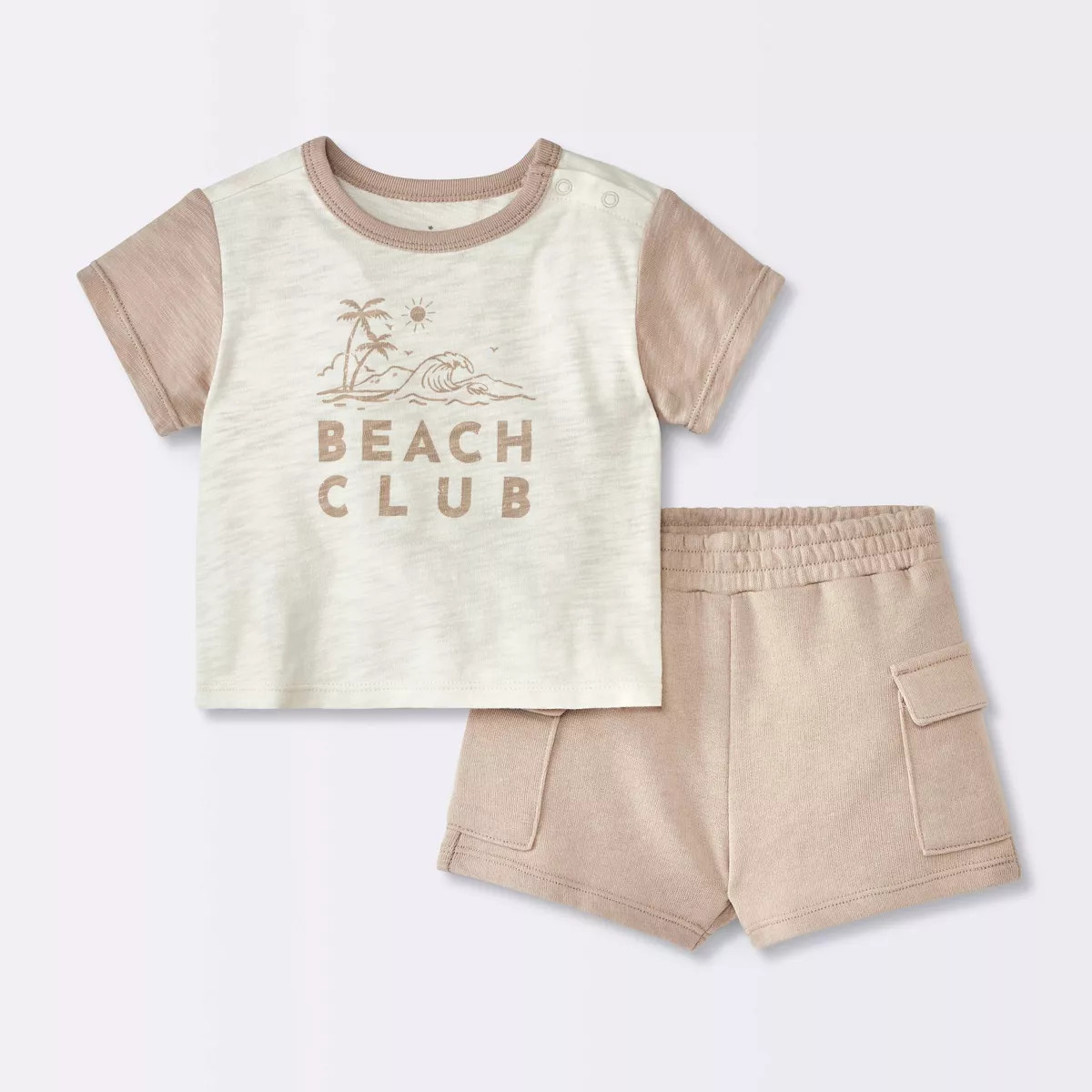 Baby Boys' Beach Club Cargo Top & Shorts Set - Cloud Island™ Cream 12M | Target
