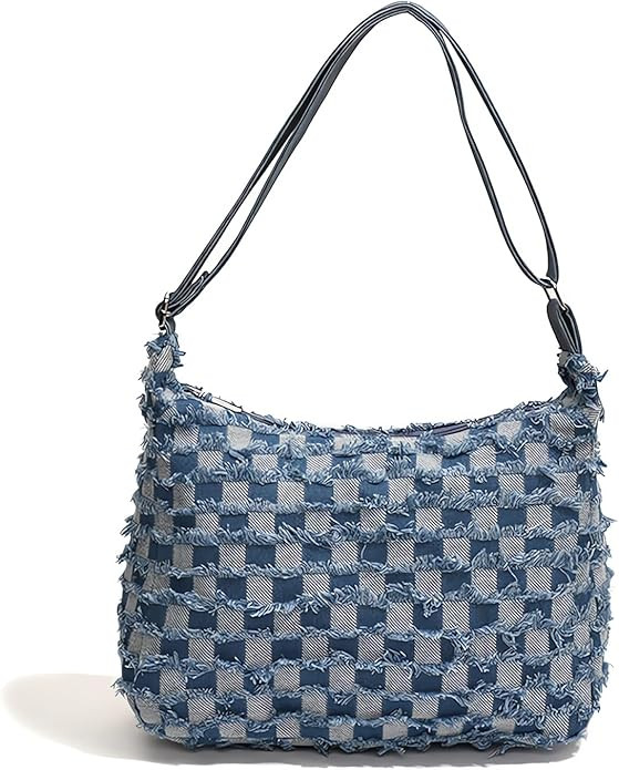 Women's Star Rhombic Tassels Crossbody Bags and Handbags,Female Underarm Purses Canvas Tote Bags ... | Amazon (US)