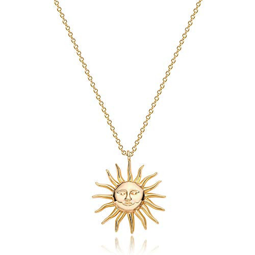 MEVECCO Sun Necklace 18K Gold Plated Dainty Gold Necklace Women Sunshine Pendant Choker Delicate Gold Sunburst Layering Necklace Christmas Gift for her | Amazon (US)