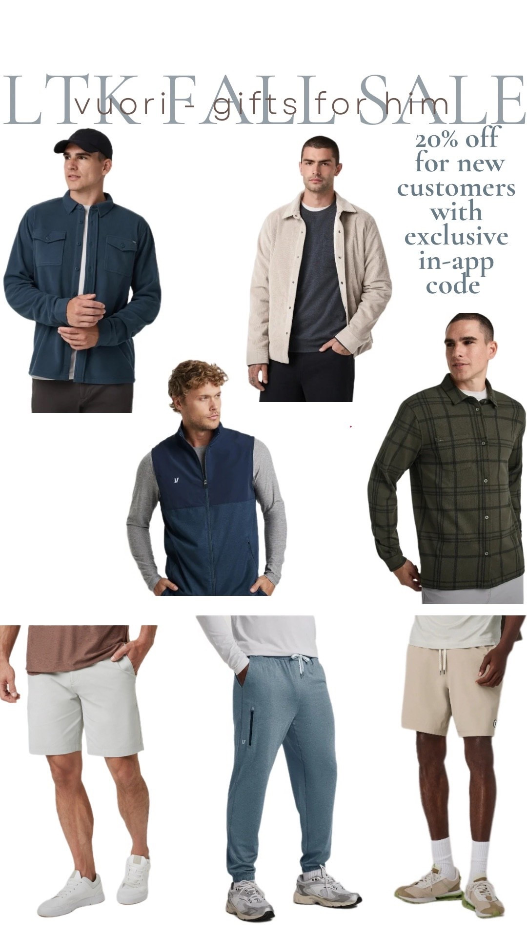 Every time I gift my hubby Vuori, it’s a total win🙌 Comfortable, real-life styles he actually wears on repeat.  From joggers & performance pants to soft hoodies & jackets. Perfect for everyday, travel, workouts, & weekend living🤎

The best part? New customers get 20% off during the LTK Fall Sale when you shop through my posts or in the LTK app. 🎁 Get a head start on holiday shopping (and earn major spouse points 😉)

🛍️ Tap to shop my top Vuori men’s picks!

#LTKMensStyle #LTKMensFashion #LTKSaleAlert #LTKDeals #LTKFinds #VuoriMen #VuoriStyle #VuoriClothing #VuoriPerformance #VuoriSale #MensWardrobeEssentials #MensStyleGoals #MensEverydayStyle #AthleisureForMen #PerformanceWear #MensActiveStyle #WeekendStyle #ElevatedBasics #MensClosetGoals #EverydayElevated #GiftForHim #HolidayShoppingMadeEasy #MensFallStyle #StyleThatMoves #WardrobeFavorites #EffortlessMensStyle #MensAthleisure #VuoriObsessed #LTKExclusive

#LTKWorkwear #LTKFallSale #LTKTravel
