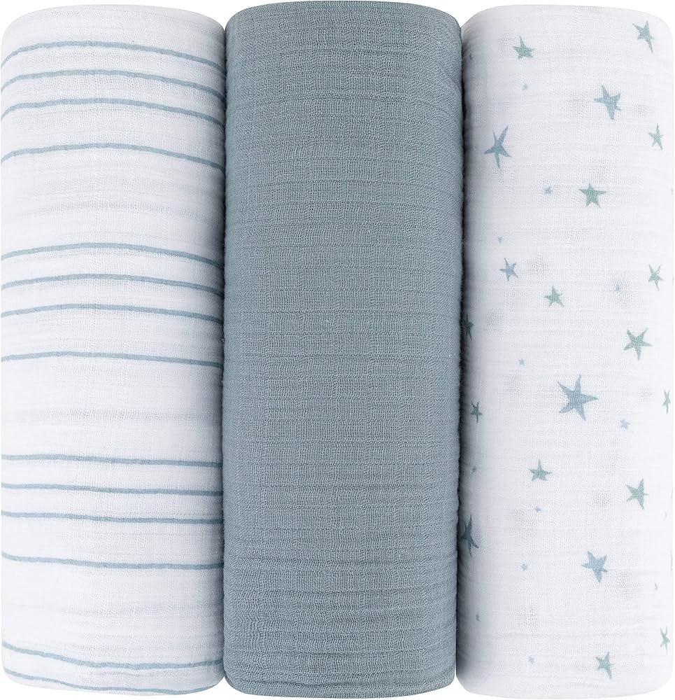 Ely's & Co. Muslin Swaddle Blanket 3-Pack for Baby Boy— 100% Cotton Muslin Extra-Large Swaddle ... | Amazon (US)