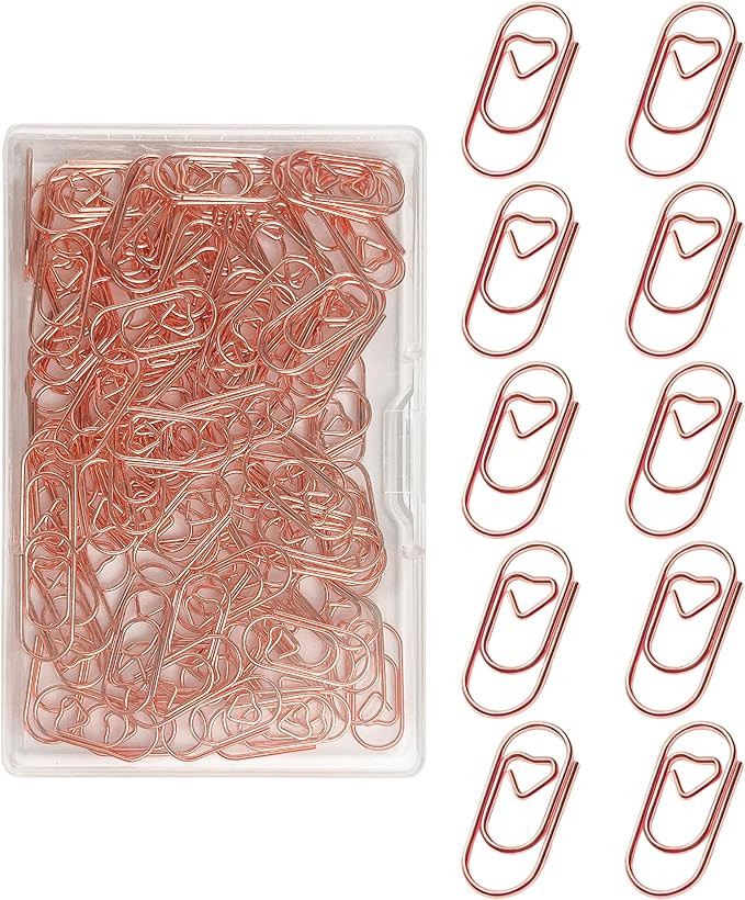 QUJUFIND 100 Pcs Love Heart Shaped Paper Clips, 0.8inch Cute Mini Paperclips for Office School Ho... | Amazon (US)