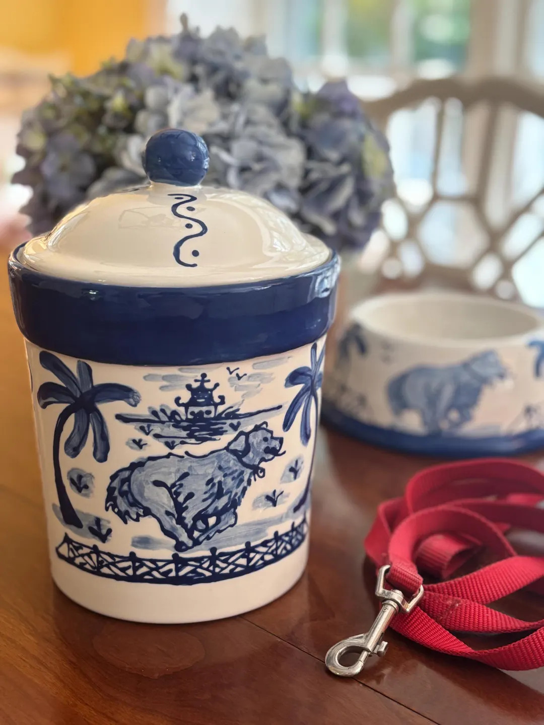 Hand Painted Blue and White Chinoiserie / Golden Retriever Treat Canister. Treat Jar. Kitchen Can... | Etsy (US)