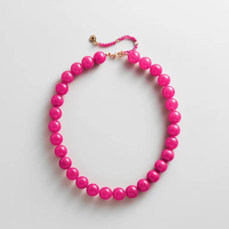 Mini Jane Beaded Necklace - Fuchsia Agate Bead | BaubleBar