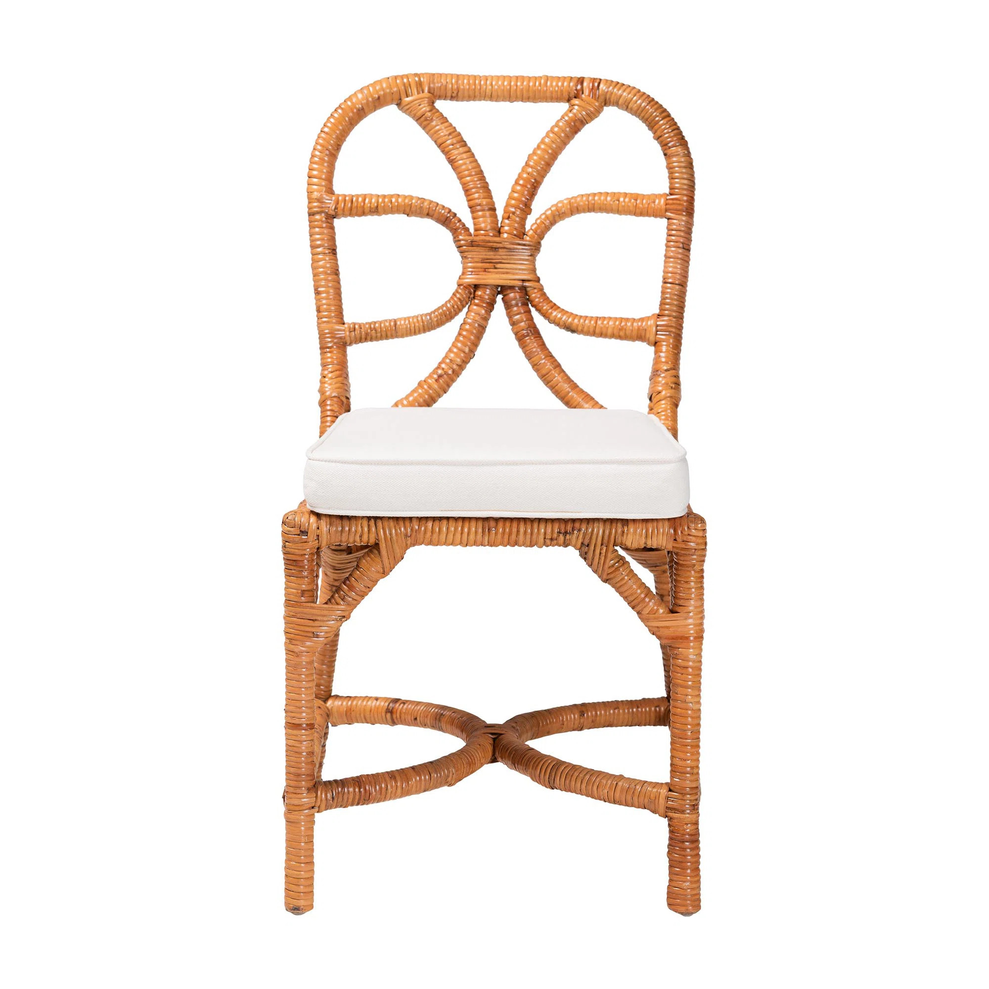 Bali & Pari Alondra Natural Rattan Dining Chair - Handwoven Wicker Side Chair With Removable Cushion, Coastal Boho Kitchen Or Dining Room Seating | Wayfair North America