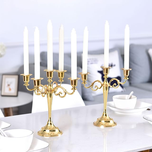 Klikel Gold Candelabra Classic 18 Inch 5 Candle - Classic Elegant Design - Wedding, Dinner Party And | Amazon (US)