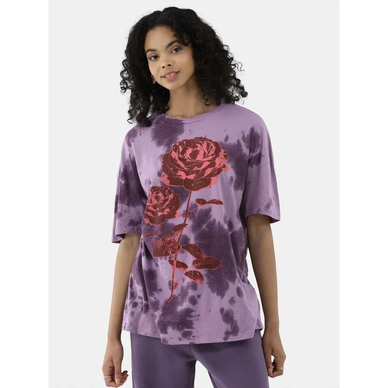 No Boundaries Graphic Boyfriend Tee, Women’s and Women’s Plus | Walmart (US)