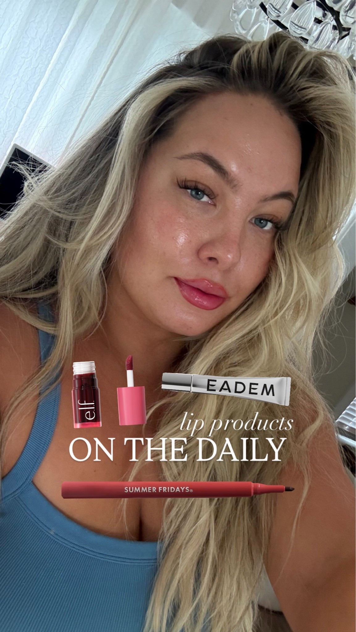 on the daily lips!!!

Elf lip tint - left on red or orange crush
Summer Fridays lip stain - maple
Eadem balm - butter mochi 

Lip tints, everyday makeup, 5 minute makeup, favorite lip products, easy makeup.