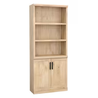 Aspen Post 29.291 in. Wide Prime Oak 5-Shelf Standard Bookcase with Doors | The Home Depot