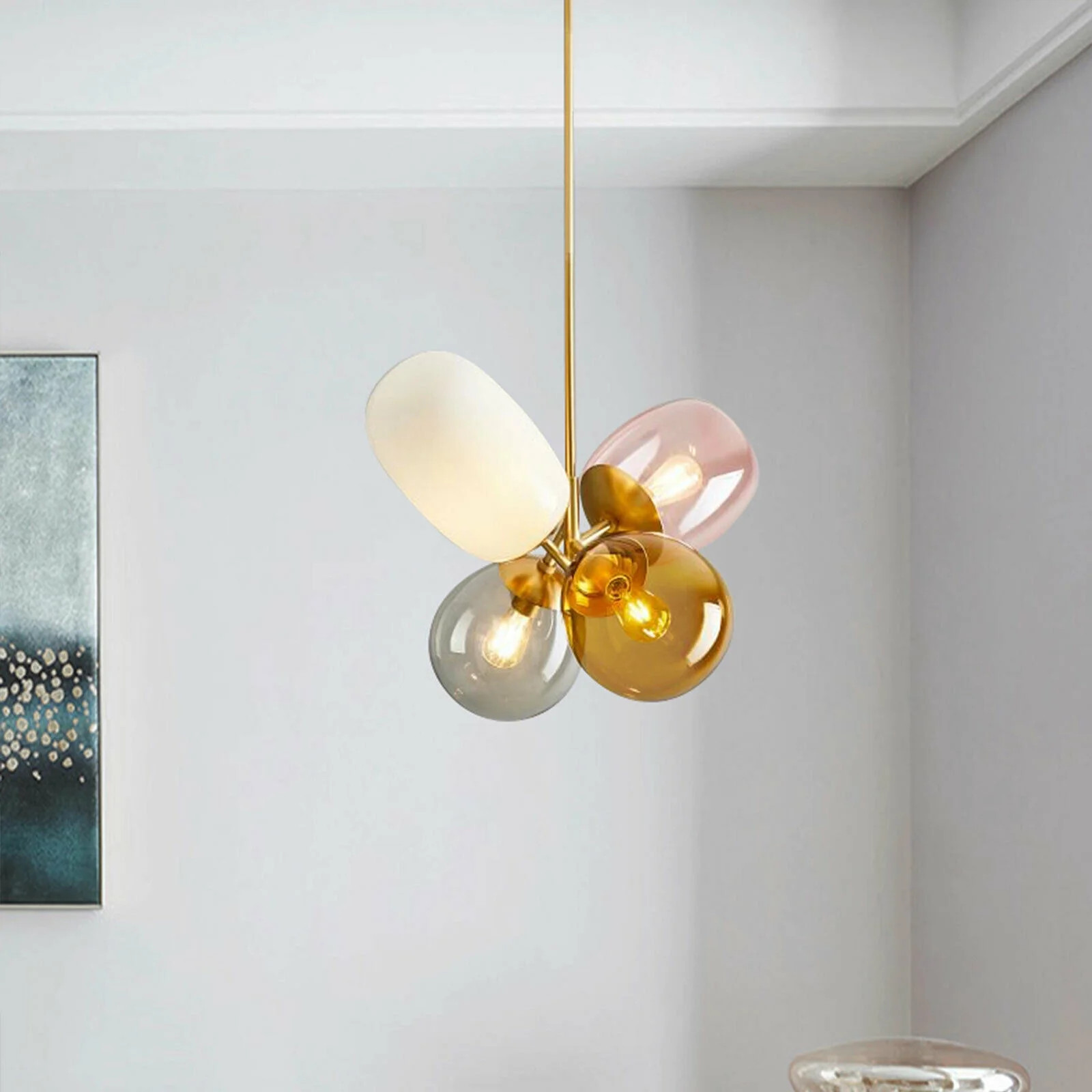 15.7inch Minimalist Style 4 Color Glass Balloon Pendent Light Chandelier Colorful Kid's Room | Walmart (US)
