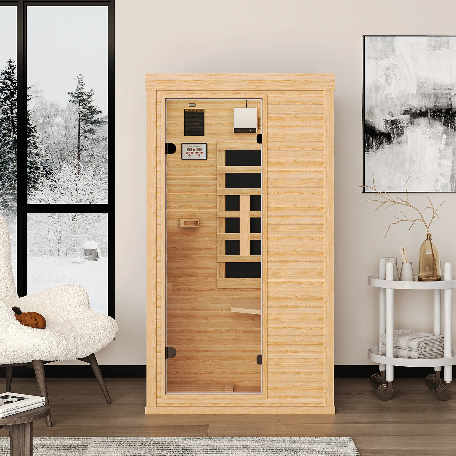1-person Low Emf Far Infrared Sauna For Home, Canadian Hemlock Wood With Bluetooth Speakers & Chromotherapy Lighting | Wayfair North America