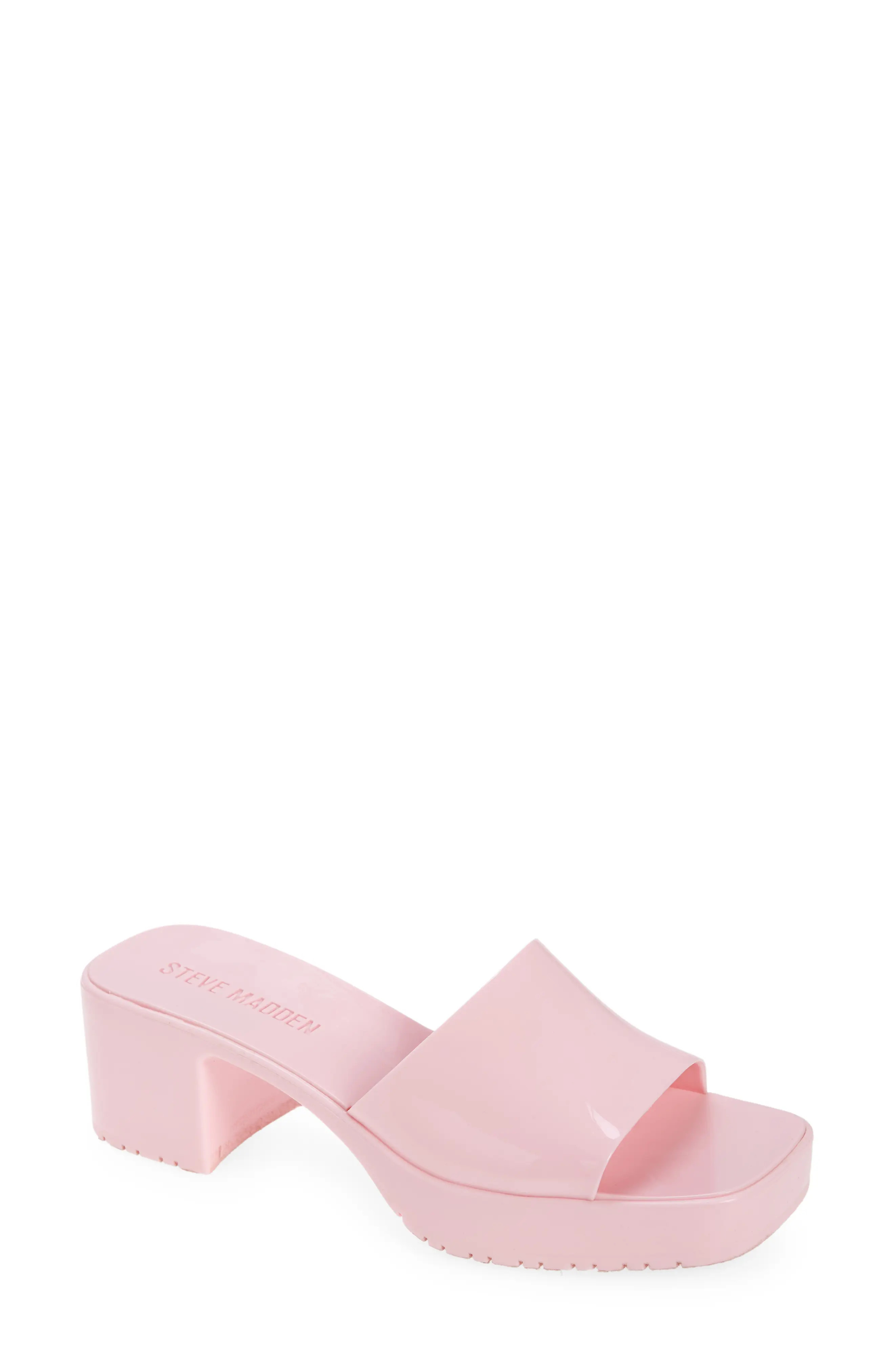 Steve Madden Harlin Square Toe Platform Slide Sandal, Size 8 in Pink at Nordstrom | Nordstrom