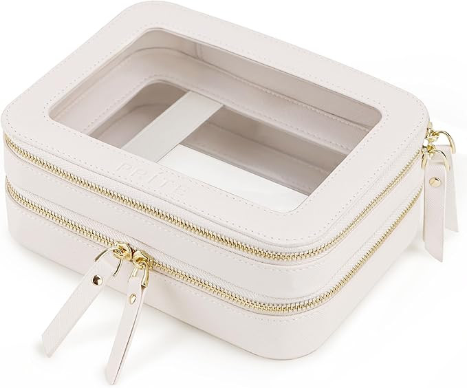 Prite Christmas Gifts Double Layer Makeup Bag for Women Portable Clear Makeup Bag Cute Waterproof... | Amazon (US)