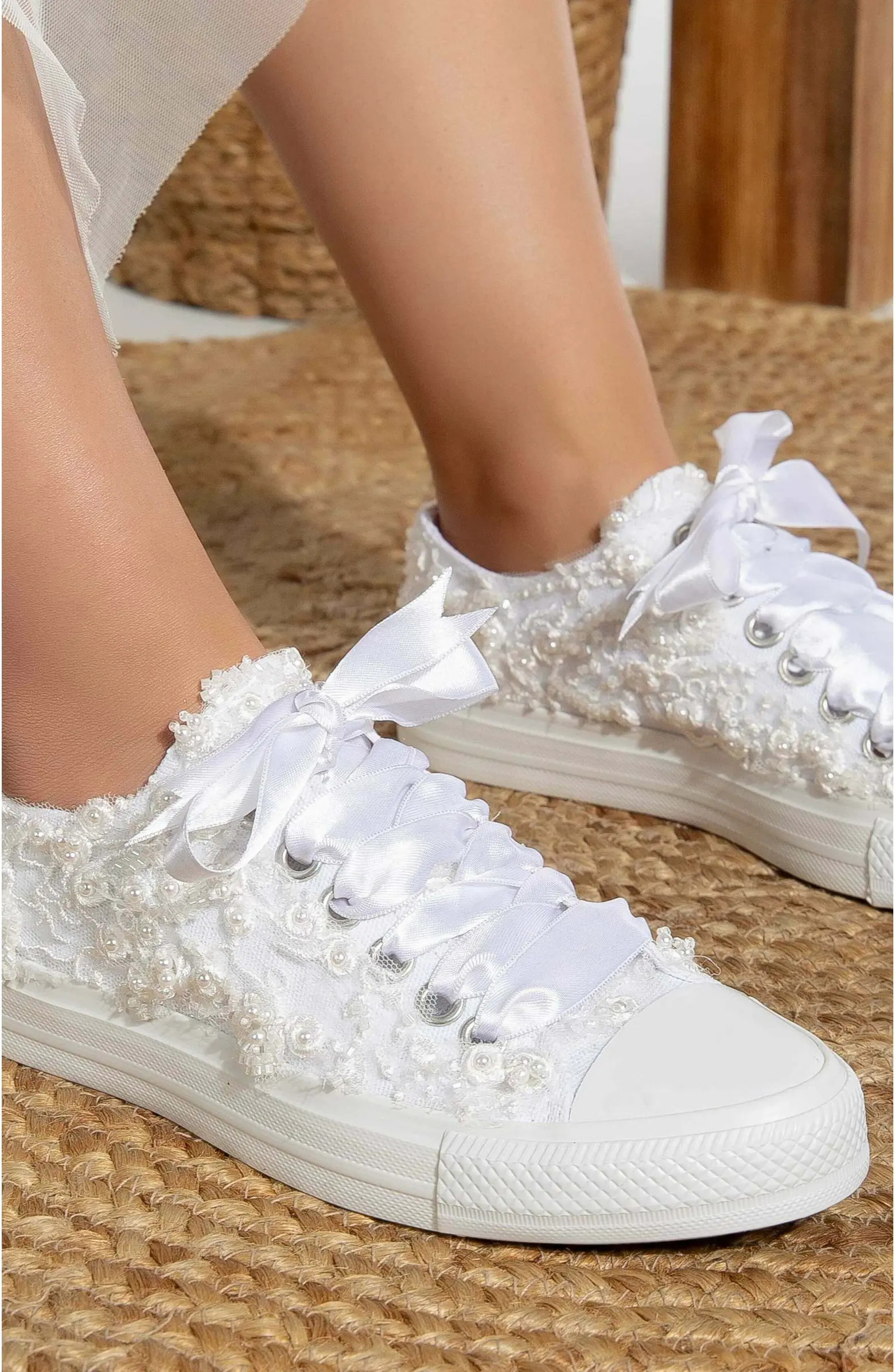 Bailey Lace White Bridal Sneakers | Nordstrom