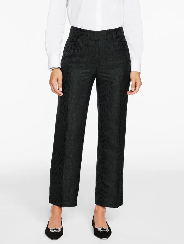 Jacquard Leopard Straight Ankle Pants | Talbots