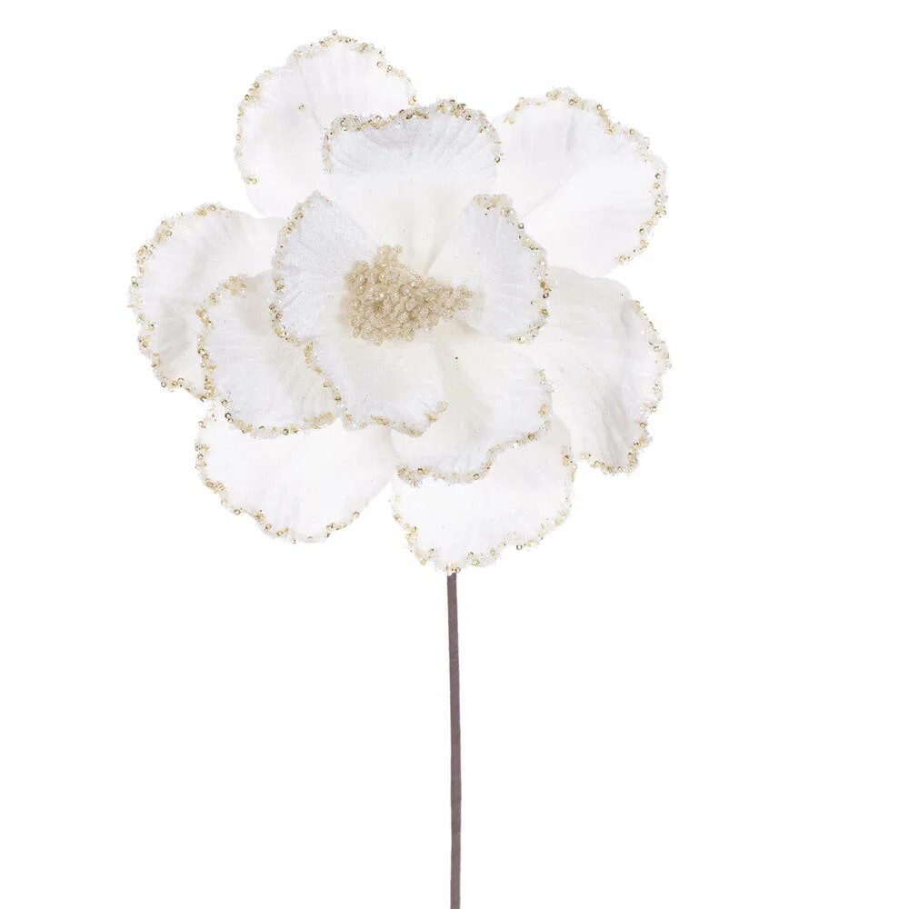 Primrue 10" x 20" Velvet Bead Trim Magnolia Stem. It includes three pieces per bag. | Wayfair | Wayfair North America