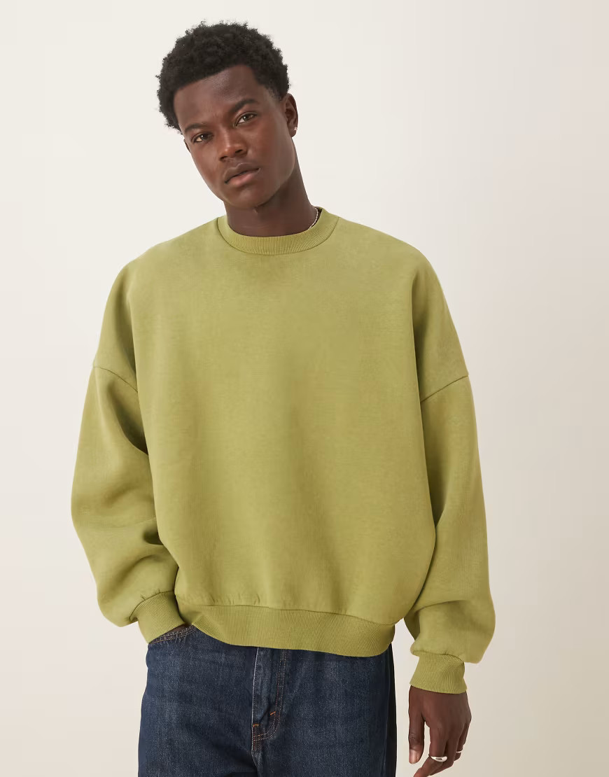 ASOS DESIGN extreme oversized sweatshirt in green | ASOS (Global)