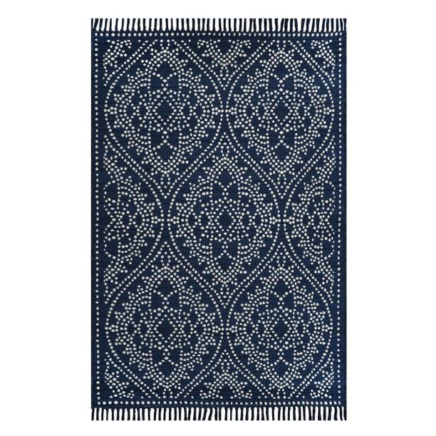 Better Homes & Gardens Navy Color Jeweled Medallion Woven Outdoor Rug, 5' x 7' - Walmart.com | Walmart (US)