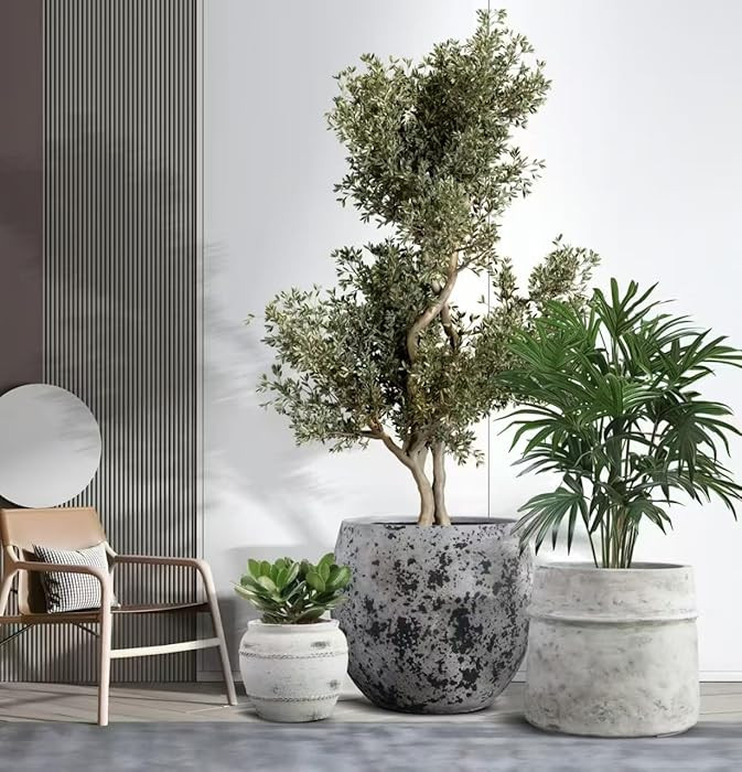 Craft flowerpots 18"+13"+9" Dia Round Concrete Planter Set of 3 Large Outdoor/Indoor Planter Pots... | Amazon (US)