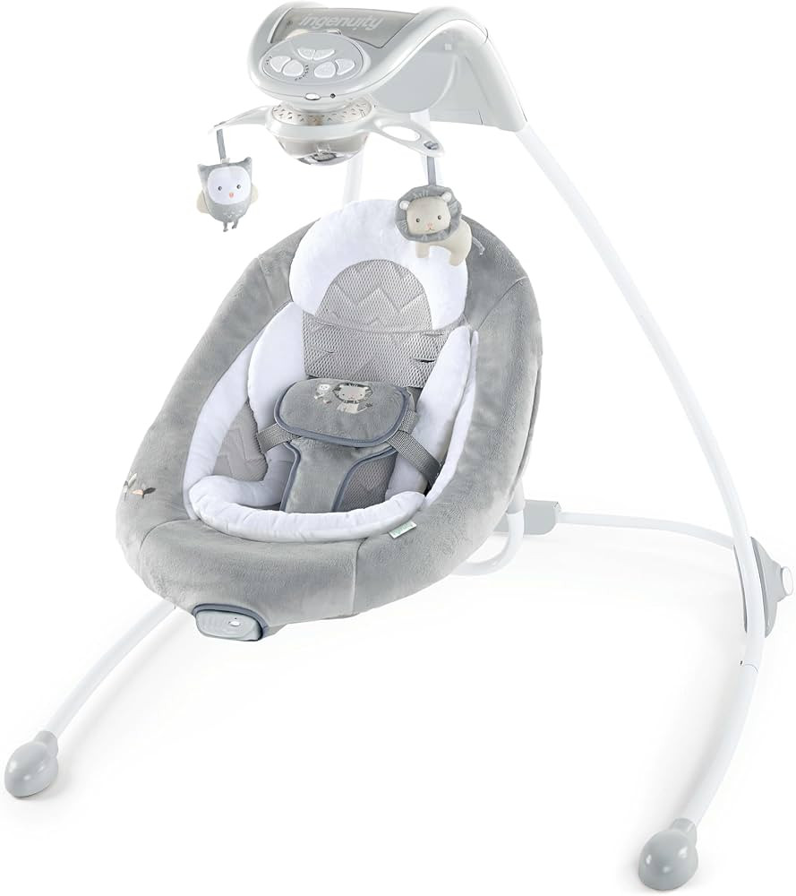 Ingenuity InLighten Baby Swing - Cool Mesh Fabric, Vibrations, Swivel Infant Seat, Nature Sounds,... | Amazon (US)