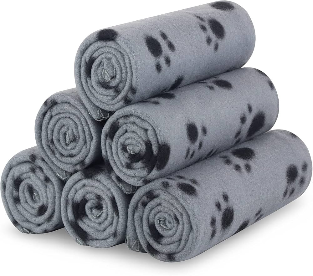 AK KYC Dog Blanket Grey Puppy Blanket 6 Pack 24" x 28" Fleece Cat Blanket Bed Cover Pet Blankets ... | Amazon (US)