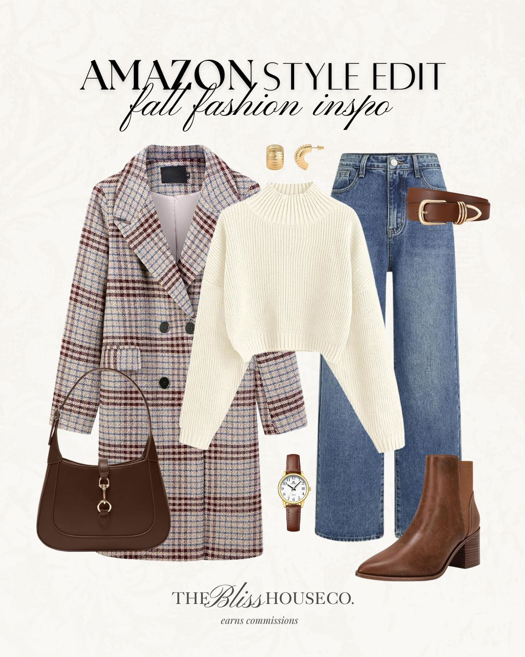 Amazon style edit! Chic and cozy fall fashion with a touch of elegance, featuring cozy sweaters, stylish jeans, statement earrings, and a timeless plaid peacoat. Perfect for the season! 🍂 #fallfashion #cozystyle Amazon Fashion 

 #LTKFindsUnder50 #LTKStyleTip #LTKItBag