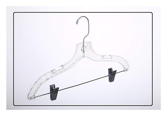 12 Quality Heavy Duty 17" Clear Crystal Plastic Hangers - 12 Pack (Crystal Skirt Hangers - 12 Pac... | Amazon (US)