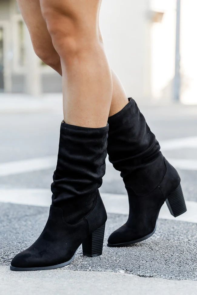 Christie Black Slouchy Suede Bootie | Pink Lily