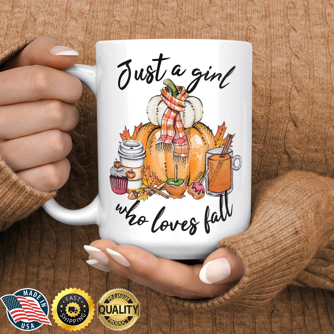 Fall Girl Mug - Autumn Pumpkin Coffee Mug - Halloween Thanksgiving Mug - Just A Girl Who Loves Fa... | Etsy (Global)
