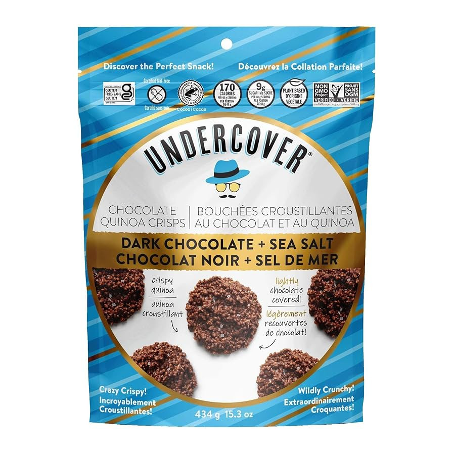 Undercover Chocolate Quinoa Crisps, Crispy Quinoa, Dark Chocolate & Sea Salt - 434 Grams | Amazon (US)