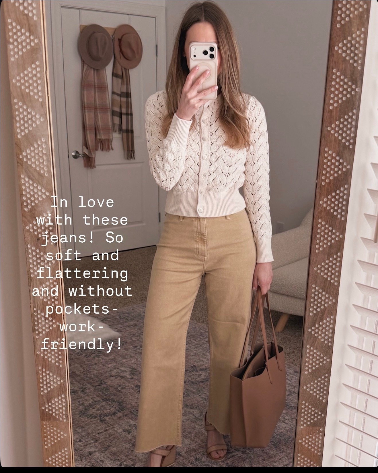 These jeans are so soft and incredibly flattering. I love that they’re designed without pockets which gives them a smoother, more polished look that works perfectly for the office.

tan jeans outfit, work friendly jeans women, pocketless jeans women, flattering high rise jeans, neutral outfit ideas women, polished casual workwear, spring work outfit ideas, modern classic wardrobe

#LTKSeasonal #LTKmorningroutine #LTKOver40