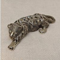 Vintage Silverplate Rhinestone Leopard Statement Brooch | Etsy (US)