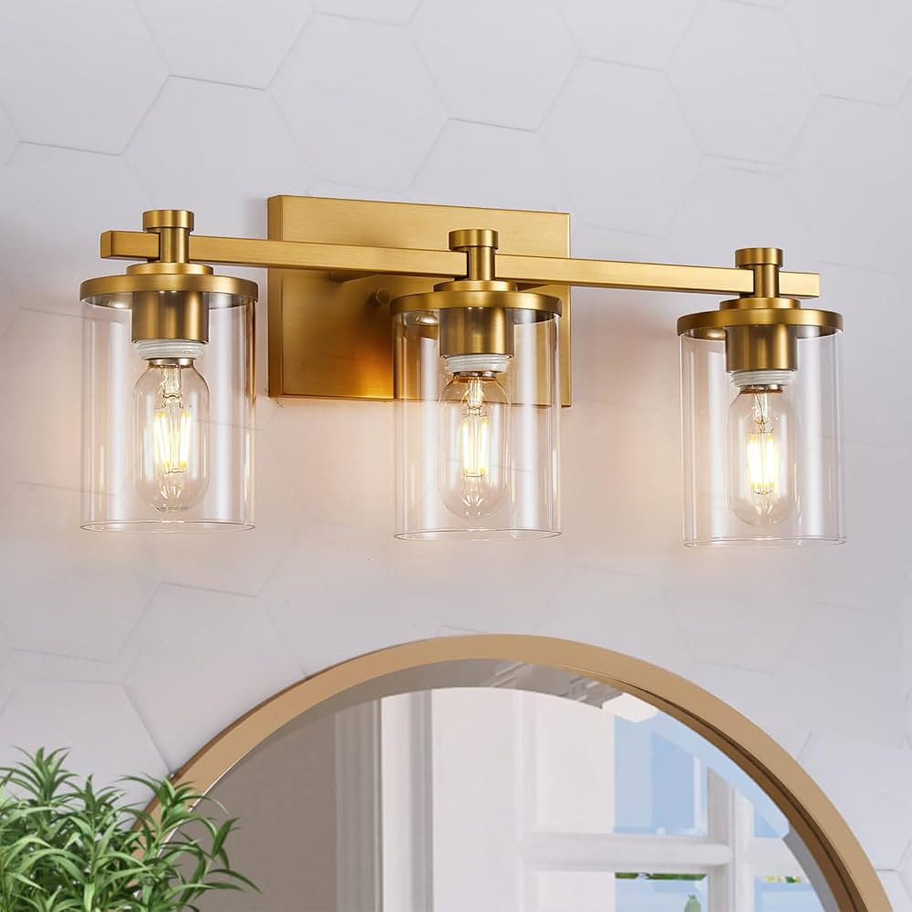 yenlacy 3 Light Bathroom Vanity Light Fixtures, Modern Gold Vanity Lights Over Mirror, Vintage Wa... | Amazon (US)