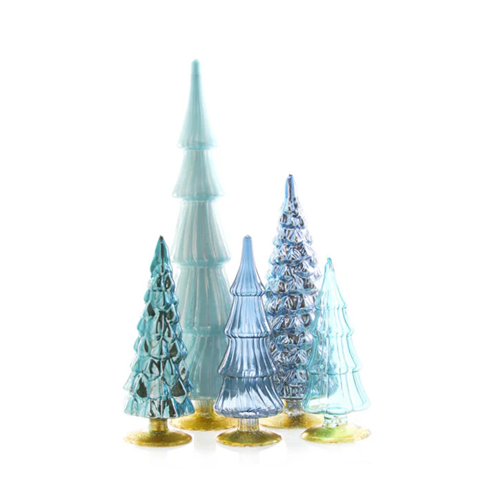 Snowfall Glowing Glass Tree Set of 5 | Caitlin Wilson Design