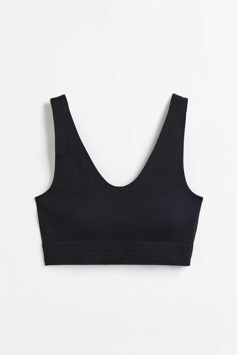 H & M - DryMove Seamless Sports bra - Black | H&M (UK, MY, IN, SG, PH, TW, HK)