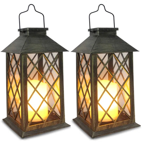 Solar Lantern Outdoor Garden Hanging Lanterns, Set Of 2 (Set of 2) | Wayfair North America
