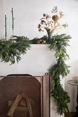 Fresh Noble Fir + Golden Juniper Garland | Anthropologie (US)