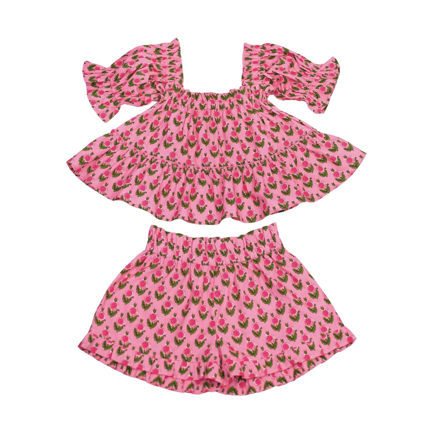 Polly Set in hot pink flower print — Elizabeth Wilson | Elizabeth Wilson Designs