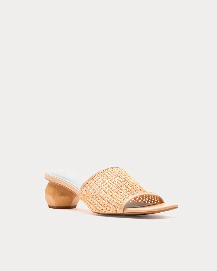 Raffia Mesh Slide - Green | Frances Valentine