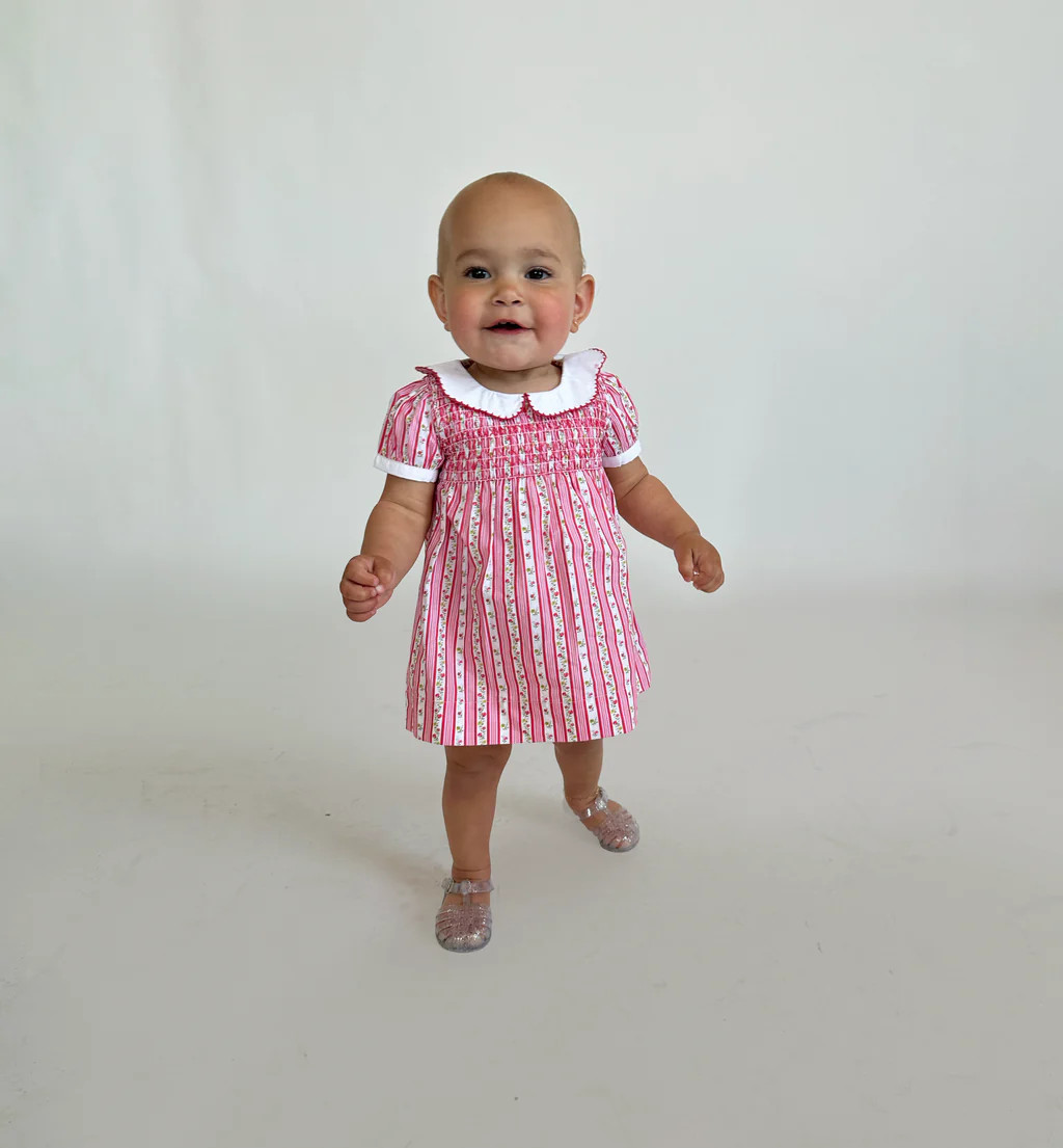 The Baby Mina Nap Dress - Pansy Stripe Pink | Hill House Home US
