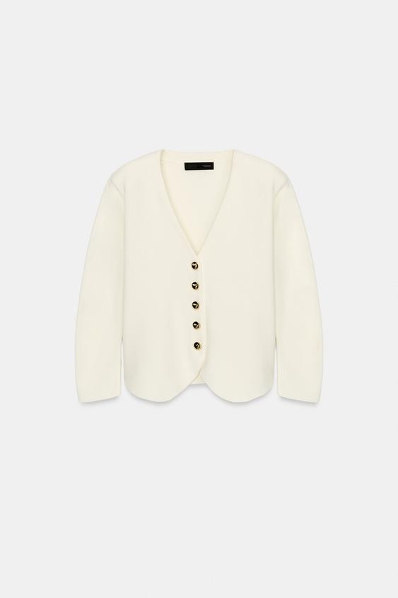FITTED KNIT JACKET WITH SHOULDER PADS | Zara US