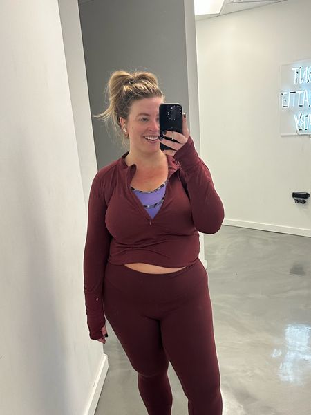 Long sleeve cropped workout shirt from Amazon - I have this in maroon and hot pink! I wear it in XL. I love the fit  

#LTKcurves #LTKfit #LTKunder50